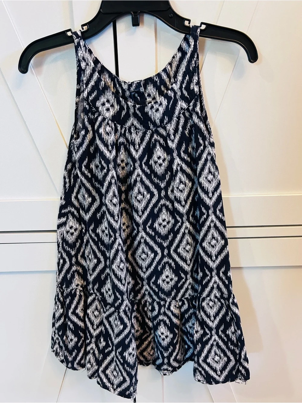 OshKosh B'gosh Navy & White Ikat Ruffle Hem Dress